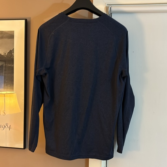 Tall Large Long Sleeve moisture wicking T shirt.  Navy. - Picture 2 of 5